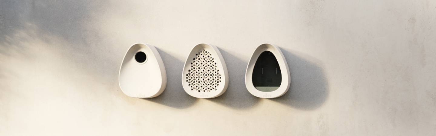 essential bird house 18cm fibrous grey